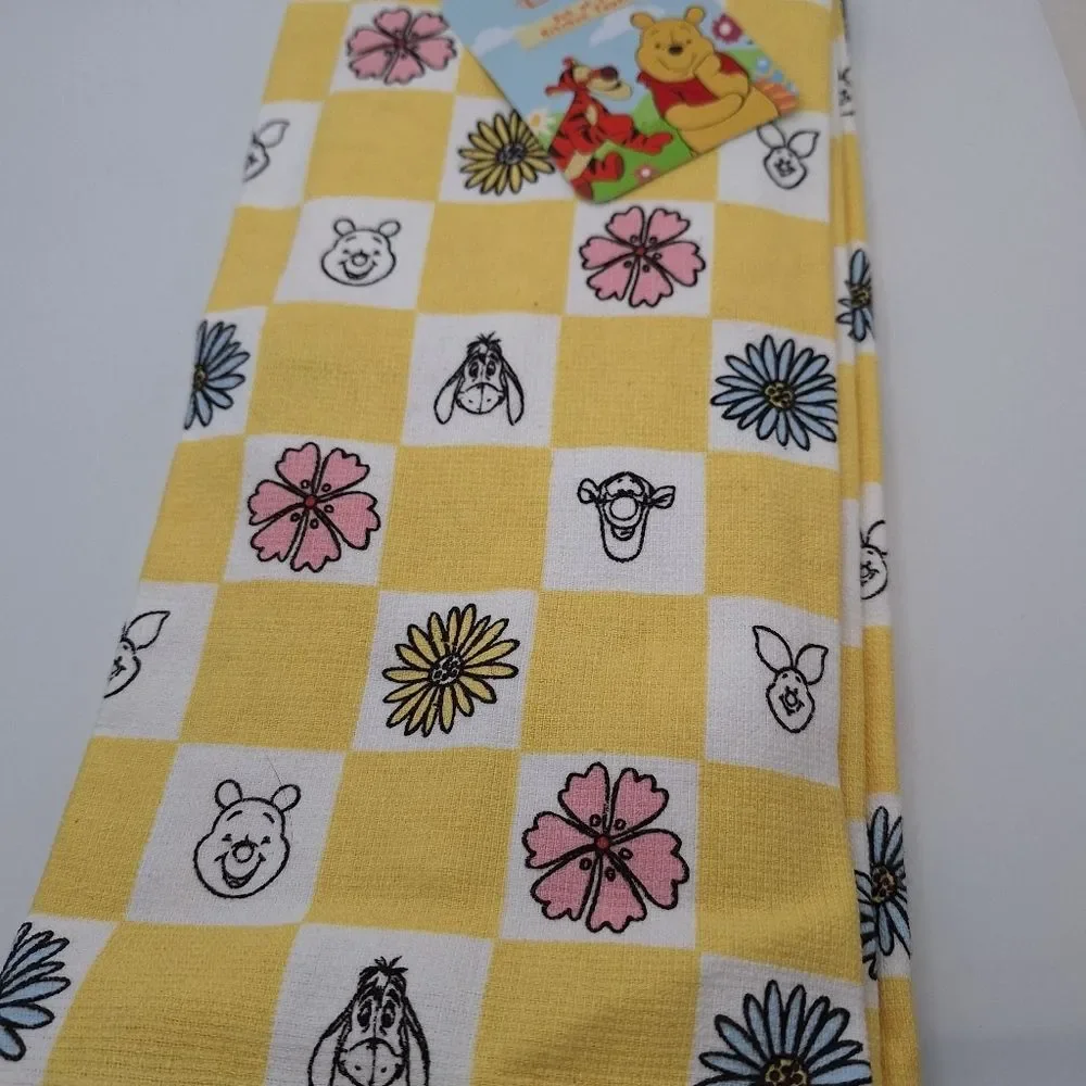 Winnie the Pooh Yellow Checkered Kitchen Towel Set